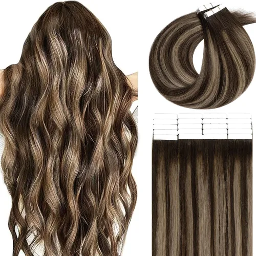 Vista 31 de Lacer Extensiones de cabello con cinta invisible, color negro natural, extensiones de cabello con cinta invisible, 18 pulgadas, cabello humano real