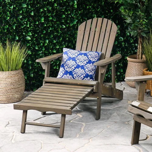 Malibu Adirondack Chair - Rustic Acacia Wood Folding Outdoor Chair with Slatted Seat and Back
