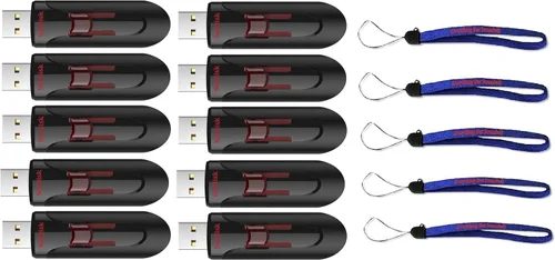 SanDisk Cruzer Glide 3.0 USB Flash Drive (10 Pack) Jump Drive Works with Laptop Computers with USB 2.0/3.0 Port (SDCZ600-G35) Bundle with (5)