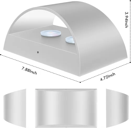 Vista 3 de Juego de dos apliques de pared Modernas luces LED de pared para interiores, luz de montaje en pared arriba y abajo, aluminio, cableado, regulable