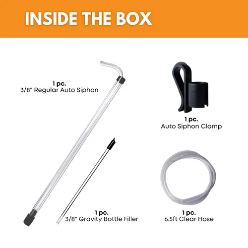 Vista 2 de FastRack Abrazadera automática de 3/8 pulgadas, kit de sifoneo de manguera de 6.5 pies con tubo de plástico libre de BPA de grado alimenticio