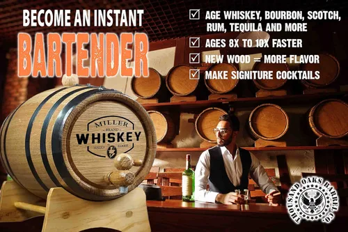 Vista 7 de Barril de envejecimiento de roble personalizado de 1 litro con soporte, bung y espita - Barril de whisky de madera/barril de vino - Cervecero