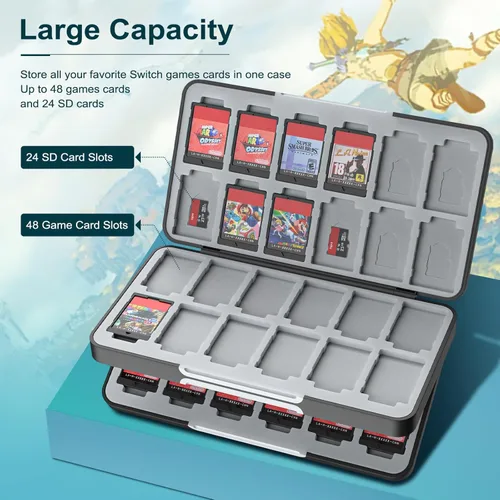 Vista 2 de TiMOVO 48 Game Card Case for Nintendo Switch OLED 2021SwitchSwitch lite, 48 Game Holder Cartridge Case for Switch Game Cards and 24 SD Cards,Compact