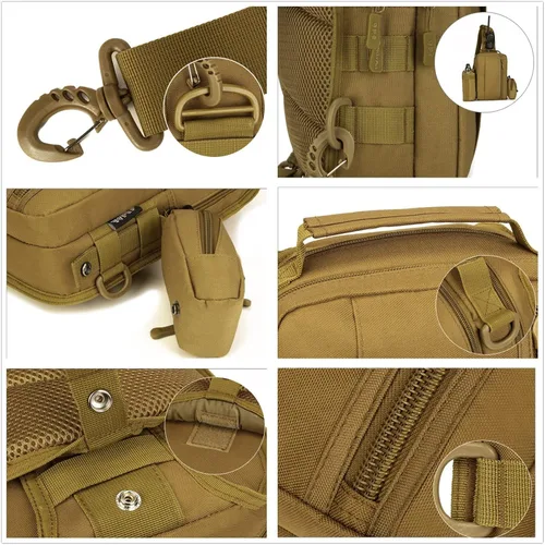 Vista 7 de UNISTRENGH Mochila táctica militar para el pecho, mochila Molle, bolsa de hombro casual, equipo cruzado, CP Camouflage
