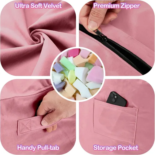 Vista 158 de de 3 pies con relleno de espuma viscoelástica, puf grandes, sofá suave con funda de terciopelo holandés, 36 x 36 x 24 pulgadas (morado)