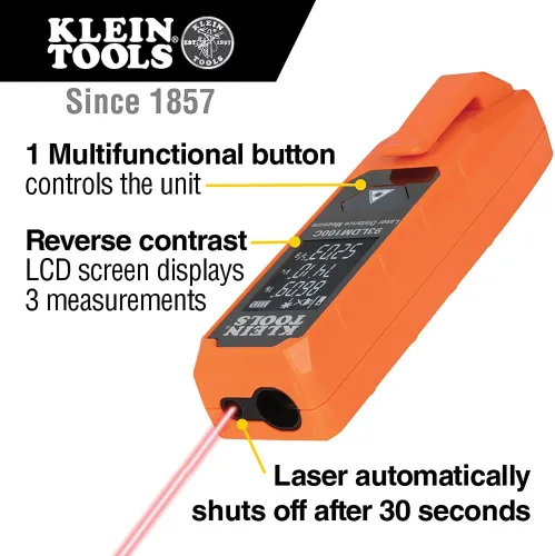 Vista 2 de Klein Tools Laser Distance Measure, Measures in Feet, Inches, Meters