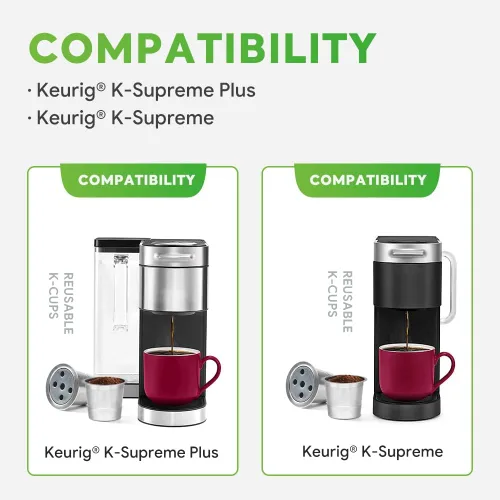 Vista 2 de Tazas K reutilizables de acero inoxidable compatibles con Keurig Supreme & Supreme Plus, cinco agujeros universales para Keurig reutilizable