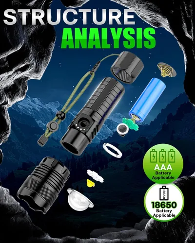 Vista 5 de Linternas LED Victoper, linterna táctica recargable de alta potencia y alto lúmenes súper brillante, 5 modos, con zoom, impermeable, luces de flash