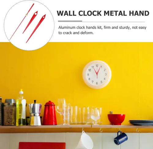 Vista 8 de POPETPOP Manecillas de reloj de bricolaje - 10 piezas de mecanismo de reloj de repuesto de aluminio reloj de pared Movimiento reloj de pared