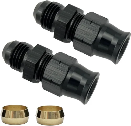 Vista 5 de 3AN macho a 1/4" (6,3 mm) OD adaptador de tubo de combustible de línea dura de aluminio negro