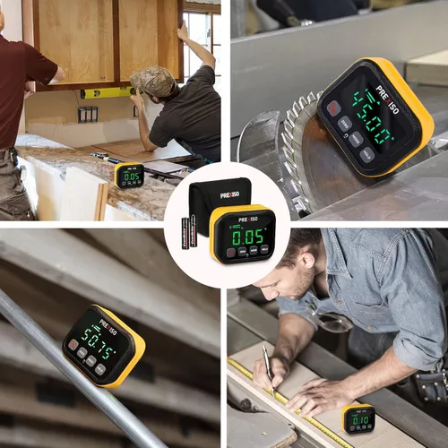 Vista 5 de PREXISO Medidor de ángulo magnético, buscador de ángulos, nivel digital, inclinómetro de cubo de ángulo de transportador para carpintería, sierra