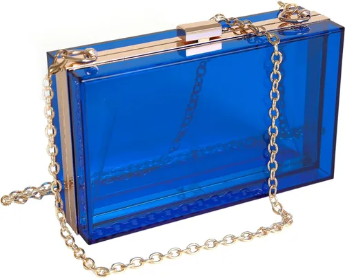 Vista 8 de WJCD - Bolso de mano de acrílico transparente para mujer, bolso de hombro con correa de cadena de dorada desmontable Premium Acrylic, Stadium