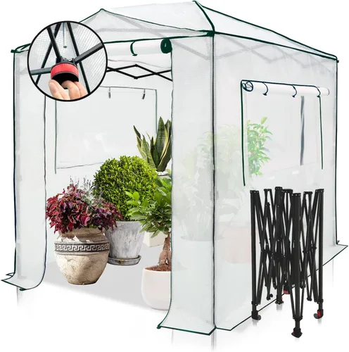 Vista 27 de EAGLE PEAK - Invernadero instantáneo emergente, para plantas de interior y exterior, con puertas con cremallera enrollables y ventanas laterales