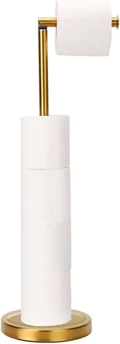 Vista 6 de Songtec Soporte de papel higiénico, soporte para rollo de papel higiénico, base de mármol natural pesado, resistente para 5 rollos de papel Níquel