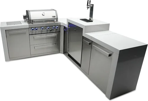 Mont Alpi MAi400-D90KEG 32 pulgadas 4 quemadores 78000 BTU esquina de 90 grados de acero inoxidable a gas bar de cocina al aire libre barbacoa isla