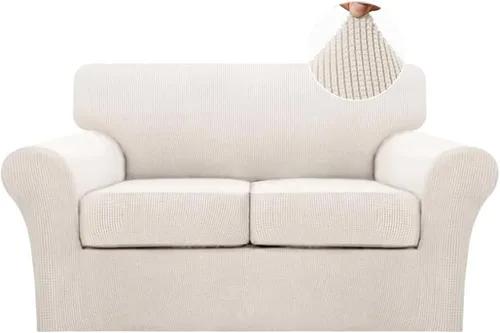 Vista 107 de Turquoize 2 fundas para sillas de sala de estar, funda de sofá con fundas de cojín individuales, funda de muebles para sillas (silla, beige biscotti)