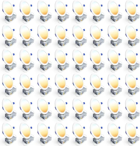 Vista 11 de Ensenior - Paquete de 20 luces LED empotrables de 4 pulgadas para techo, regulables, 2700K-5000K, 5CCT, 750LM, 9W, 120V, luz de oblea sin carcasa