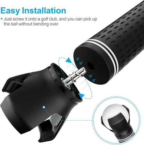 Vista 3 de Recuperador de pelotas de golf premium, 4 unidades de agarre y recogedor de pelotas de golf duraderas para todo tipo de asas de putter, herramienta