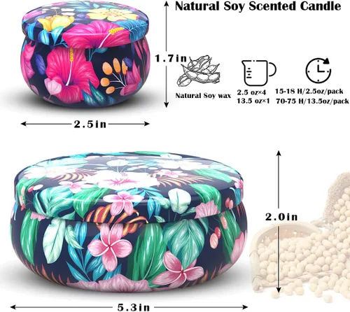 Vista 7 de Juego de 5 velas altamente perfumadas de regalo para mujeres caseras, velas decorativas de cera de soja natural para aromaterapia para Navidad, 1