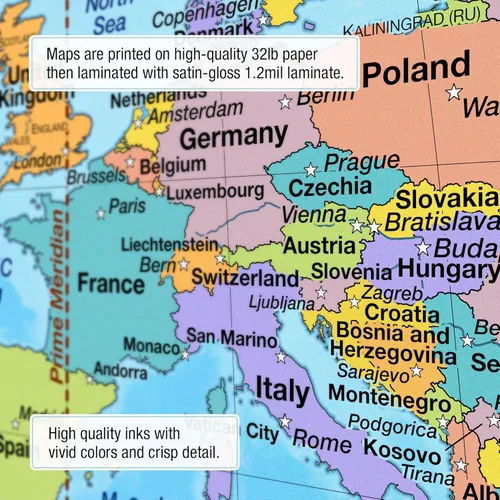 Vista 5 de BrightWay Educational - Juego de mapas desplegables para aulas primarias de Estados Unidos y del mundo [con paneles educativos] Mapas de pared