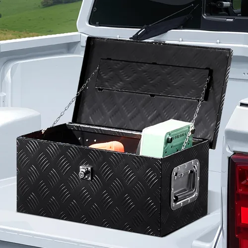 Vista 8 de VEVOR Caja de Herramientas de Aluminio Resistente para Cama de Camión, Caja de Herramientas con Placa Estriada con Mango Lateral y Llaves