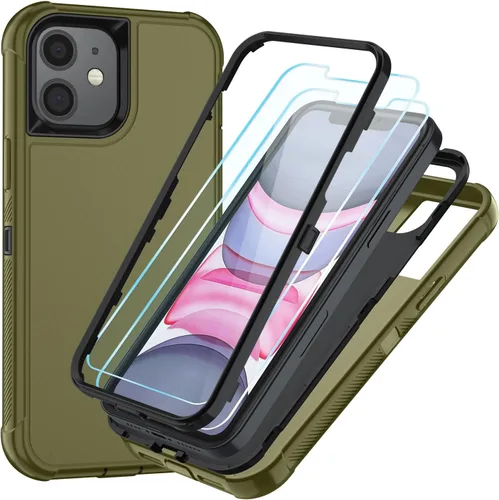 Vista 7 de SunStory Funda compatible con iPhone 11 con protector de pantalla HD, 3 capas de alta resistencia de cuerpo completo, funda protectora híbrida 3
