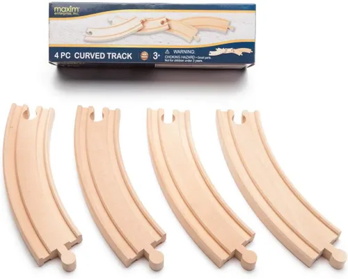 maxim enterprise, inc. Juego de rieles de tren de madera curvada, pista de ferrocarril curvada de 6 pulgadas para tren de juguete, paquete de vías