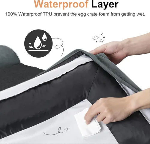 Vista 4 de Cama ortopédica lavable para perros pequeños: cama con cojines de apoyo para perros pequeños y gatos, cama impermeable de espuma tipo caja de Gris