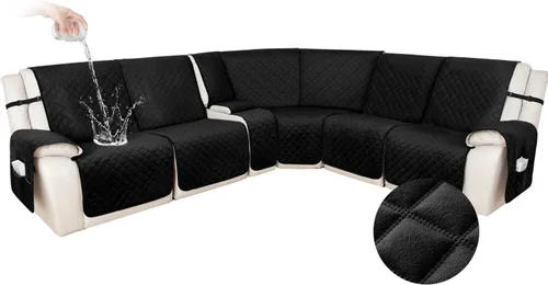 Vista 109 de HDCAXKJ Fundas de Sofá Seccional Reclinable de Terciopelo en Forma de L, Funda para Sofá Reclinable de Esquina con Consola Central, Lavable, Gruesa