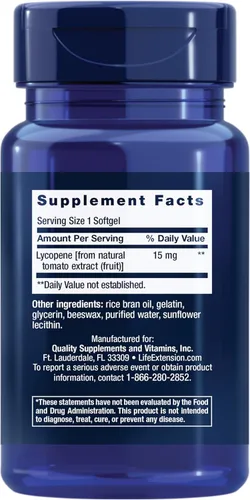 Vista 2 de Life Extension Mega licopeno, salud de la próstata, salud arterial, defensa antioxidante, sin gluten, sin OGM, 90 cápsulas blandas
