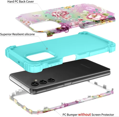 Vista 45 de Hocase Funda para Galaxy A13 5G, resistente a prueba de golpes, protección de goma de silicona suave, funda protectora híbrida de plástico duro