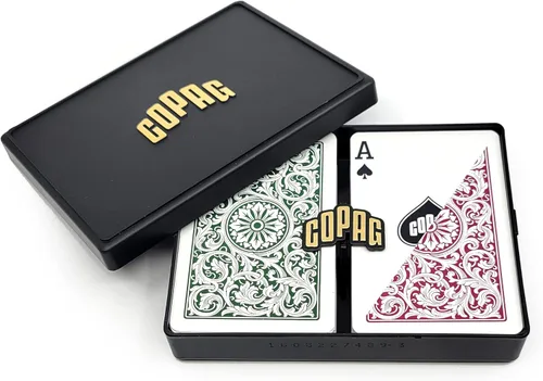 Vista 9 de Copag 1546 Diseño 100% Plástico Cartas de Juego, Tamaño Bridge (Estrecho) Verde/Burdeos (Índice Jumbo, 1 Juego)