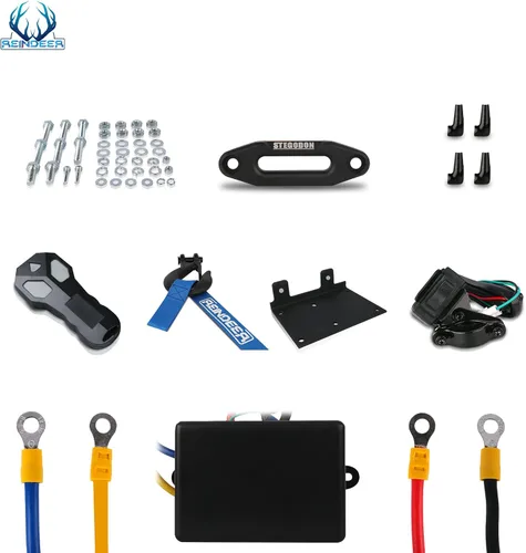 Vista 7 de REINDEER Nuevo cabrestante de 12V, capacidad de carga de 3000 libras, kit de cabrestante eléctrico, cuerda sintética con Hawse Fairlead impermeable