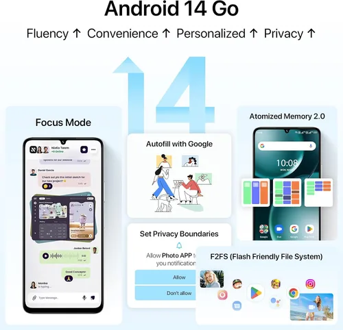 Vista 2 de UMIDIGI Teléfonos celulares desbloqueados G9A Android 14 2025, 6.75 pulgadas HD+ 90Hz pantalla Smartphone, 8 (4+4) GB+64GB 2TB procesador Octa-Core