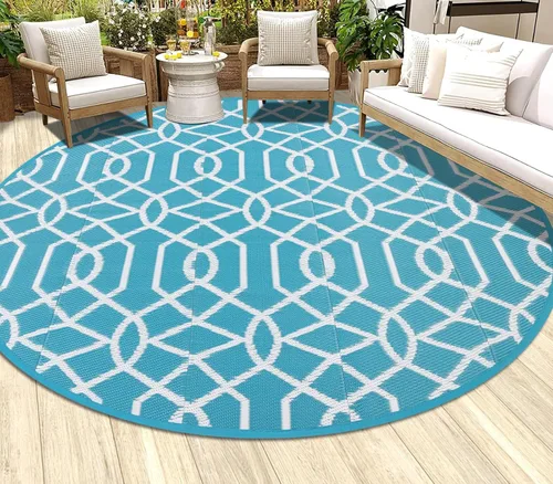 Vista 28 de HEBE Alfombra de exterior impermeable de 5 x 8 pies, alfombra de paja de plástico, alfombra para camping, reversible, para patio al aire libre