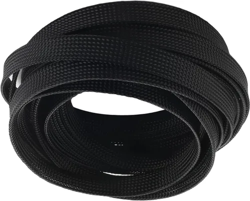 Vista 42 de Wenheww - Funda de cable trenzada expandible de PET, de 1.64 pies a 3/8 pulgadas, manga negra para organización de cables, protector de cable