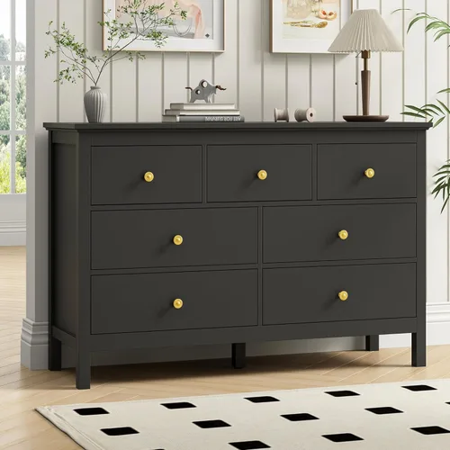 Vista 15 de LYNSOM Cómoda blanca para dormitorio, cómoda de 6 cajones con asas de metal, cómoda de madera moderna para sala de estar, entrada y pasillo