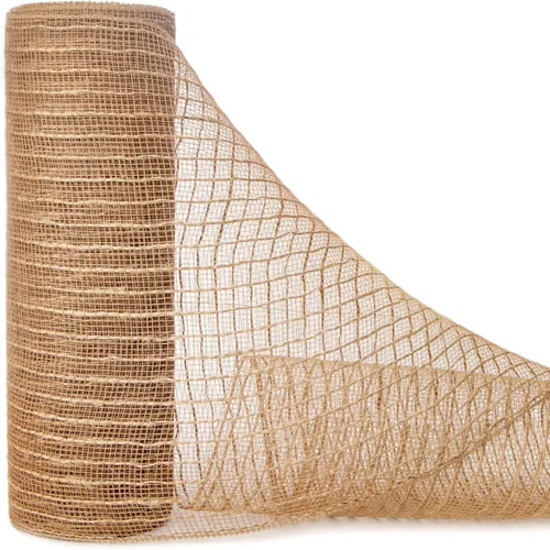 Ribbli Cinta de malla de arpillera de poliéster, 10 pulgadas x 30 pies (10 yardas), natural con yute, cinta de Navidad para guirnaldas y decoración