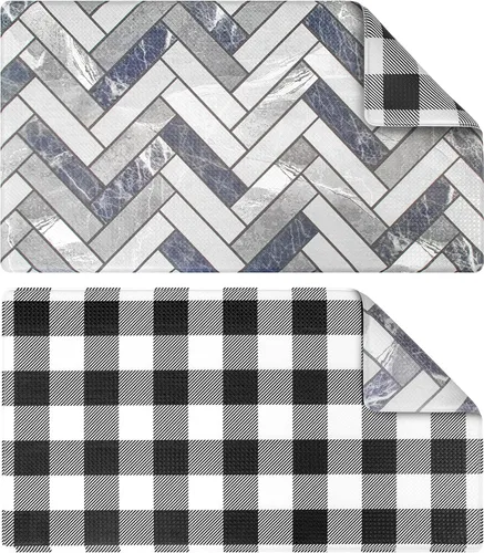 OPUX - Tapete de cocina antifatiga, reversible, acolchado con espuma viscoelástica, alfombra de cocina, impermeable, antideslizante, cómoda para