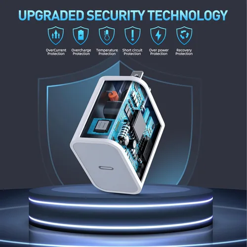 Vista 4 de Cargador rápido para iPhone, cargador de iPhone de carga rápida [certificado Apple MFi], paquete de 3 cargadores de Apple, USB C, bloque de carga