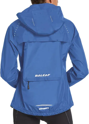 BALEAF Chaqueta impermeable para mujer, rompevientos para correr, ciclismo, plegable, reflectante, ligera, con capucha