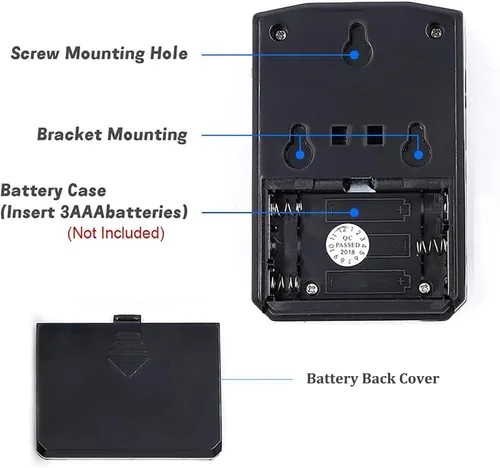 Vista 4 de Altavoz reproductor de sonido activado con sensor de movimiento PIR con cable USB, descarga tus propios archivos de audio MP3 para reproducir Negro