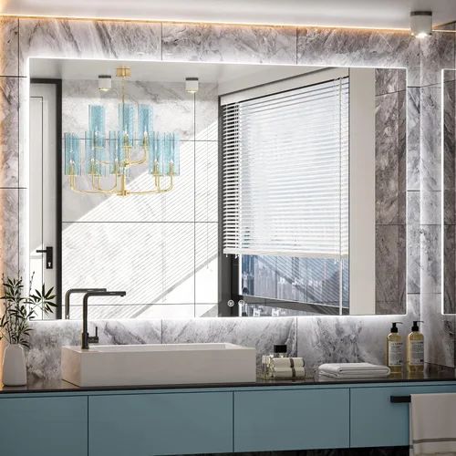 Vista 36 de TETOTE - Espejo retroiluminado para baño con luz, botón táctil regulable y función antivaho (horizontal o vertical)
