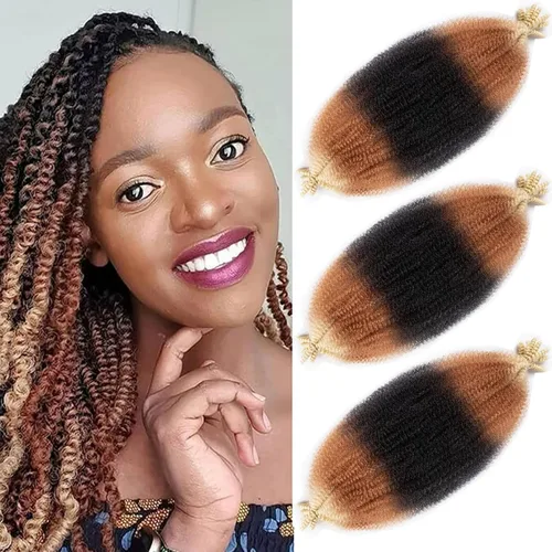 Vista 47 de 3 paquetes de cabello rizado afro elástico pre-separado de 12 pulgadas, rizos naturales pre-espumosos negros son perfectos para el cabello crochet