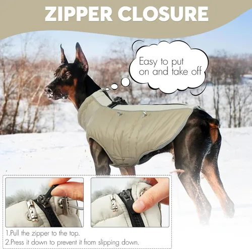 Vista 4 de IDOMIK Abrigo cálido para perros con arnés, chaquetas reflectantes impermeables para perros pequeños, medianos y grandes, chaqueta de invierno