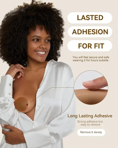 Vista 3 de Niidor Pasties Nipple Covers for Women, Invisible Sticky Silicone Breast Petals, Reusable Adhesive Bra with Travel Box