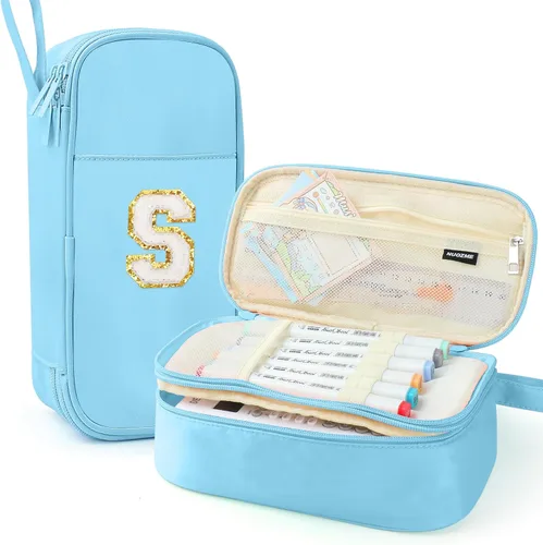 Vista 77 de Estuche Grande para Lápices, Bolsa de Lápices de Gran Capacidad, Bolsa de Lápices Personalizada con Inicial con Cremallera Suave, Múltiples