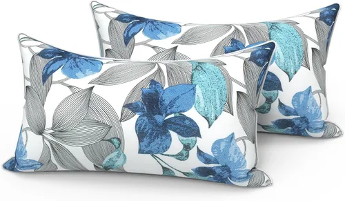 Vista 81 de LVTXIII - Juego de fundas para cojines de sofá o sillón de exteriores, para lumbar, no se decoloran, 2 unidades de 12" x 20", con relleno, estampado