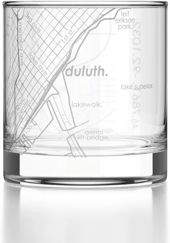 Vista 133 de Well Told Vaso de rocas grabado con mapa de Akron, Ohio, cristalería estilo antiguo (325ml, transparente) Vaso de bourbon grabado, regalos