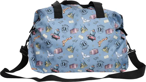 Vista 2 de Harry Potter Bolsa de lona de tren búho Hogwarts con estampado de búho para viajes Blanco apagado Bolsa de lona